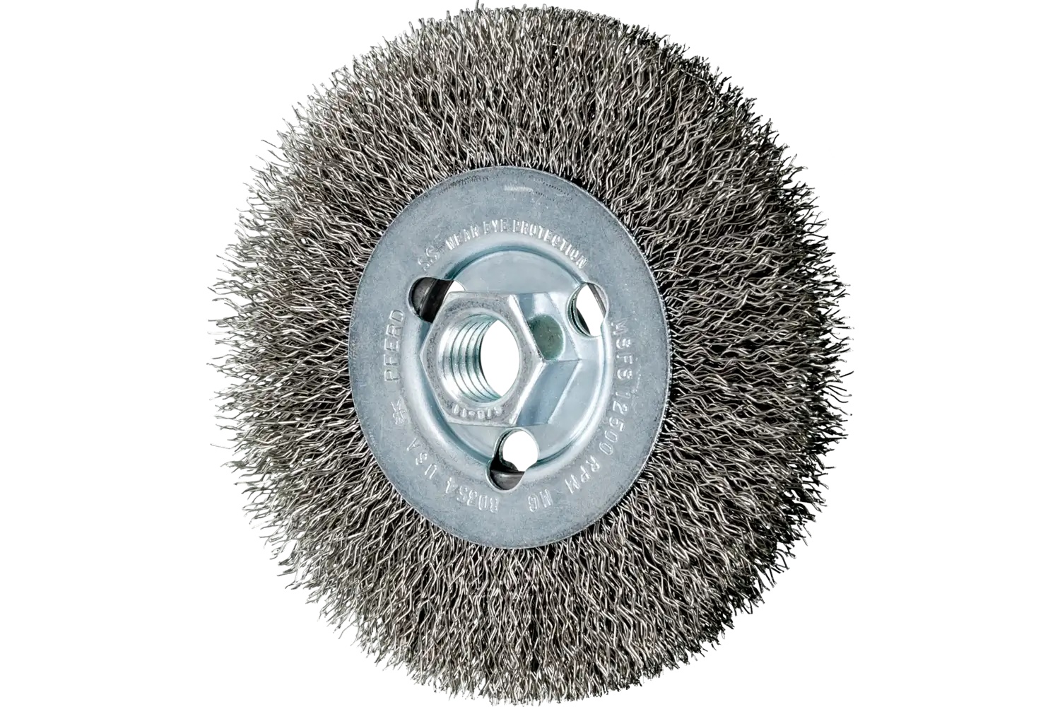Picture of Pferd Crimped Wire Wheel Brush 4" Dia Narrow Face .014 Stainless Steel 5/8-11" Arbor